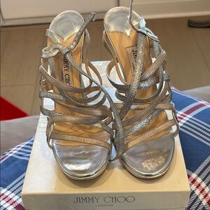 Size 38.5 Jimmy Choo Silver Stiletto